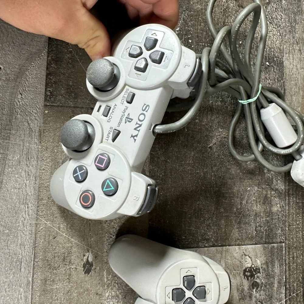 Set of 2 PlayStation PS1 DualShock Controller SCPH-1200 Grey Analog Wired